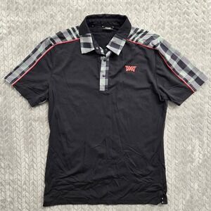 PXG Parsons Xtreme‎ Golf Polo Shirt Mens Small Plaid Trim Stretch Performance